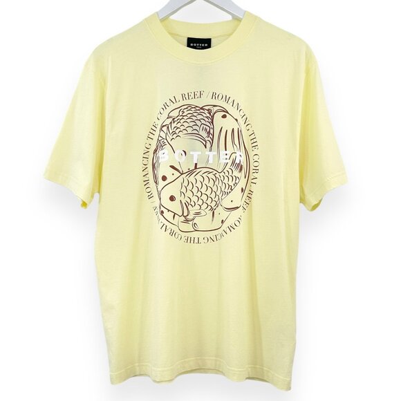 NWT Botter Paris Pale Yellow Classic Fishswirl Print Organic Cotton T-Shirt sz M